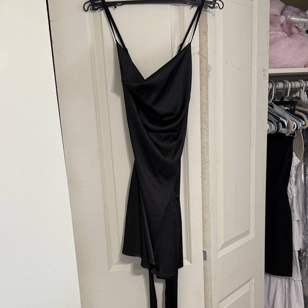 Elegant Black Women's Dress cowl neck